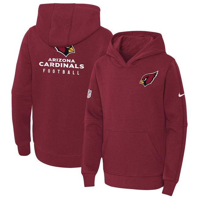 Youth Arizona Cardinals Red Sideline Club Fleece Pullover Hoodie